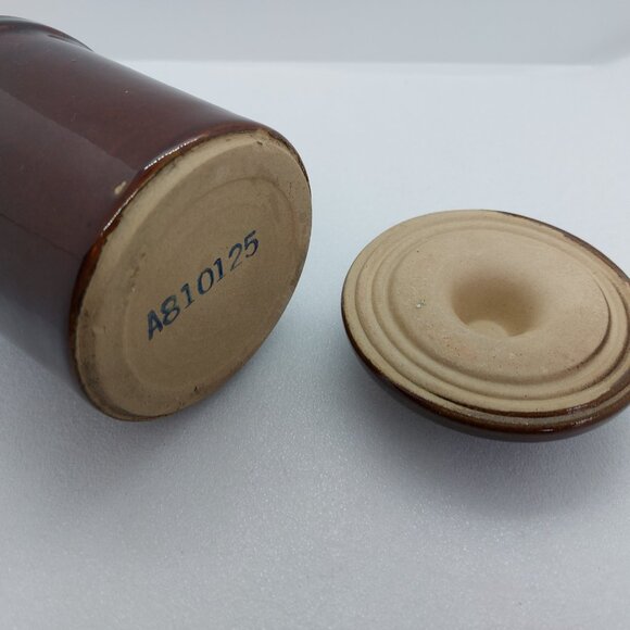 Vintage Brown Glazed Cheese / Butter Crock With Lid & Latch Stoneware - Picture 10 of 15